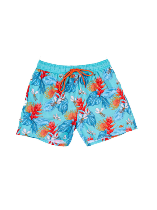 Men's Shorts Pool Blue/Floral , leaf Print - TBH - The Brand Hub