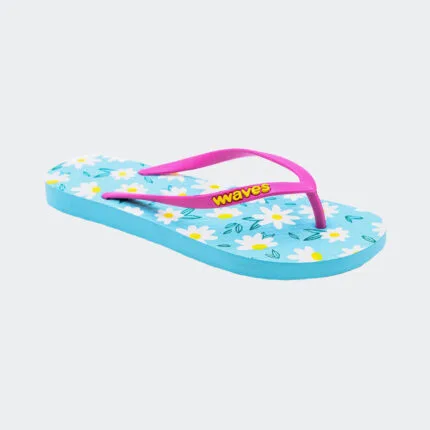 Waves LT. Blue/ White & Yellow Floral PNT